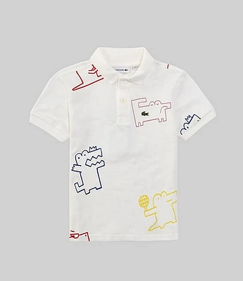 Lacoste Little Boys 2T-6T Short Sleeve AOP Tennis Croc Polo Shirt