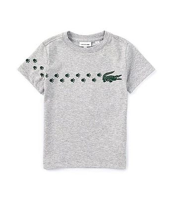 Lacoste Little Boys 2T-6T Short Sleeve Wraparound Crocodile Claw Print T-Shirt
