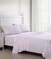 Laura Ashley 300-Thread Count Bella Floral Pale Pink Cotton Sateen Sheet Set