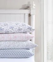 Laura Ashley 300-Thread Count Bella Floral Pale Pink Cotton Sateen Sheet Set
