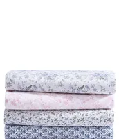 Laura Ashley 300-Thread Count Bella Floral Pale Pink Cotton Sateen Sheet Set