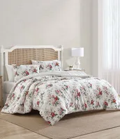 Laura Ashley Ashfield Red And Green Cotton Flannel Reversible Comforter Mini Set