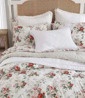 Laura Ashley Ashfield Red And Green Cotton Flannel Reversible Comforter Mini Set