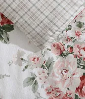 Laura Ashley Ashfield Red And Green Cotton Flannel Reversible Comforter Mini Set