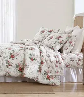 Laura Ashley Ashfield Red And Green Cotton Flannel Reversible Comforter Mini Set