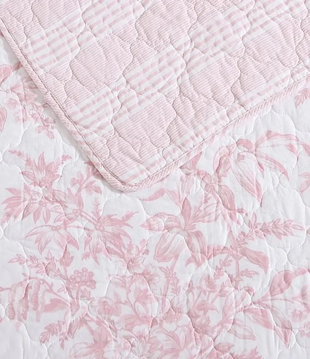 Laura Ashley Bedford Pink Floral Cotton Reversible Quilt Mini Set