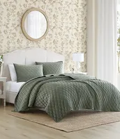 Laura Ashley Diamond Stitch Plush Velvet Quilt Bonus Set