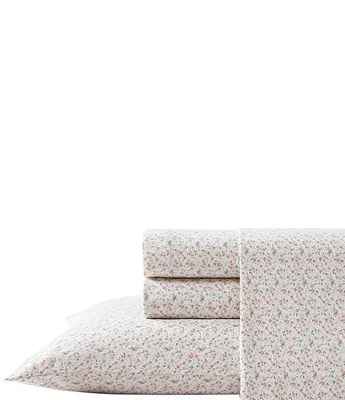 Laura Ashley Evie Pink Floral Cotton Flannel Sheet Set