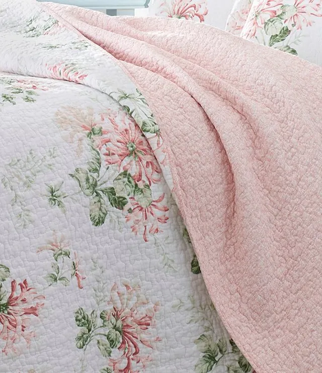 Twin Honeysuckle Reversible Quilt Set Pink - Laura Ashley