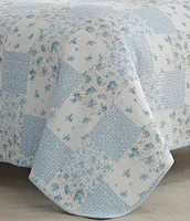 Laura Ashley Kenna Floral Patchwork Blue Quilt Mini Set