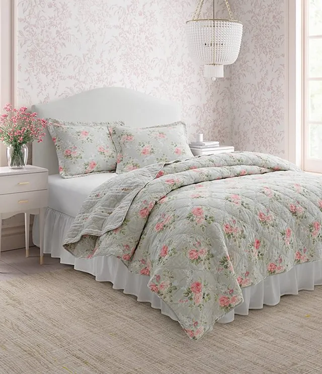 Laura Ashley Melany Pink Cotton Reversible Quilt Mini Set