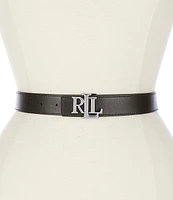 Lauren Ralph 1.25#double; Logo Reversible Lizard-Embossed Leather Belt