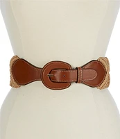 Lauren Ralph 3.25#double; Wide Leather-Trim Corded Macrame Belt