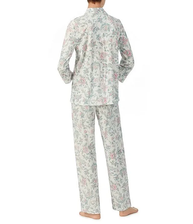 Lauren Ralph Lauren Floral Print 3/4 Sleeve Notch Collar Long Pant