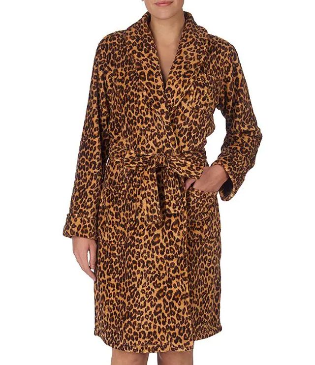 Kensie Animal-Print Woven Short Wrap Robe | Alexandria Mall