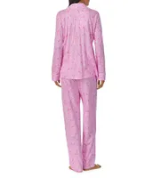 Lauren Ralph Lauren Long Sleeve Notch Collar Knit Paisley Print Pajama Set