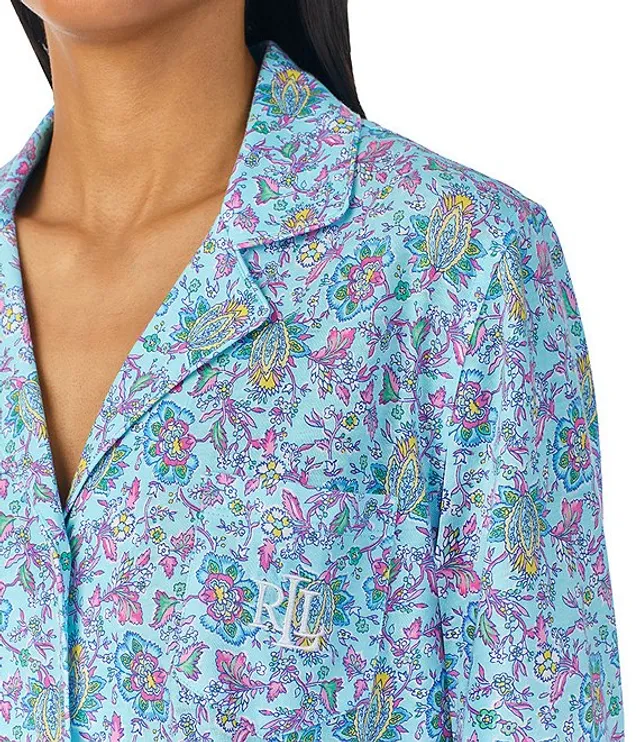 Lauren Ralph Lauren Long Sleeve Notch Collar Knit Paisley Print