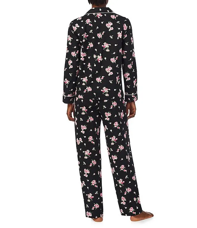 Lauren Ralph Petite Long Sleeve Notch Collar Pant Woven Floral Pajama Set