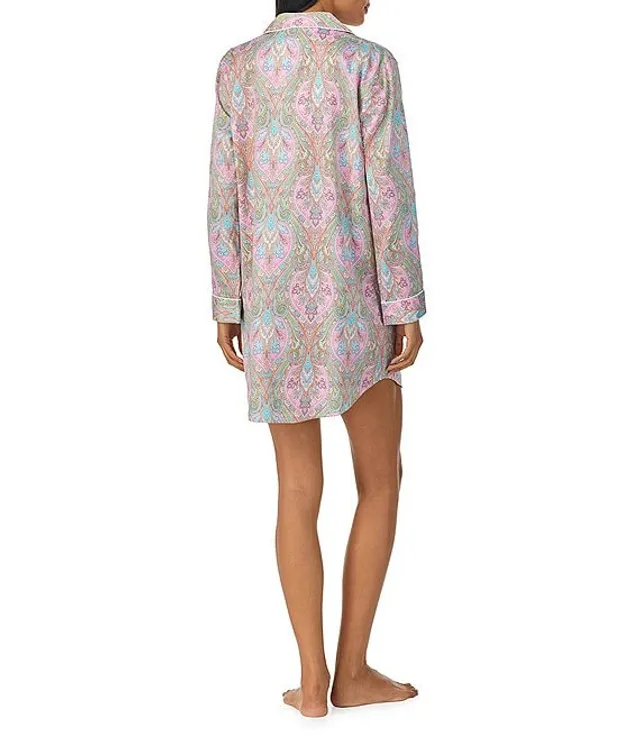 Lauren Ralph Lauren Paisley Print Long Sleeve Notch Collar Woven Pajama Set