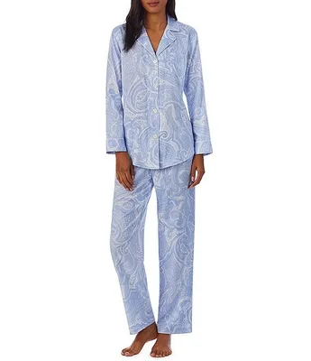 Lauren Ralph Paisley Print Long Sleeve Notch Collar Woven Pajama Set