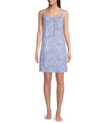 Lauren Ralph Paisley Print Scoop Neck Sleeveless Short Nightgown