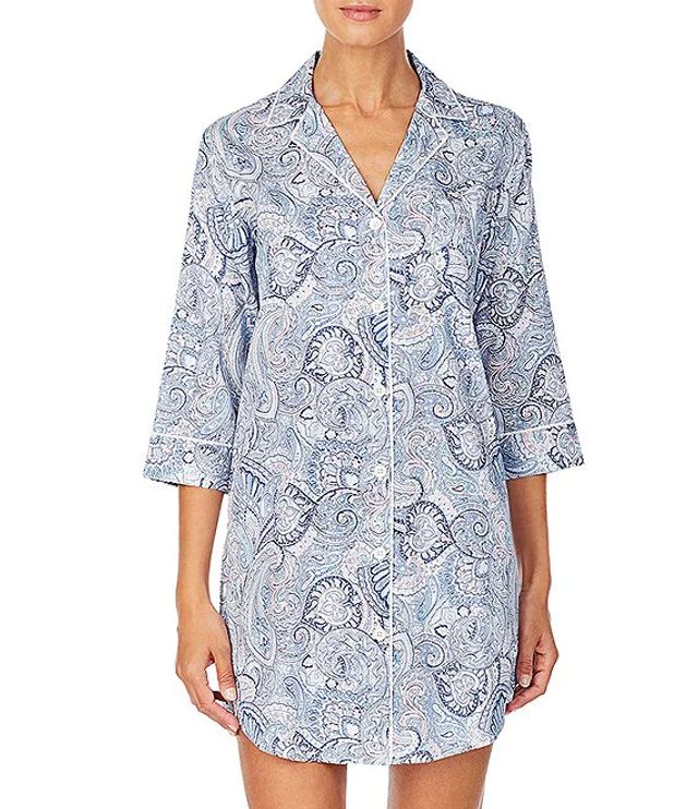 Lauren Ralph Lauren Paisley Print Woven Lawn Sleep Shirt | Brazos Mall