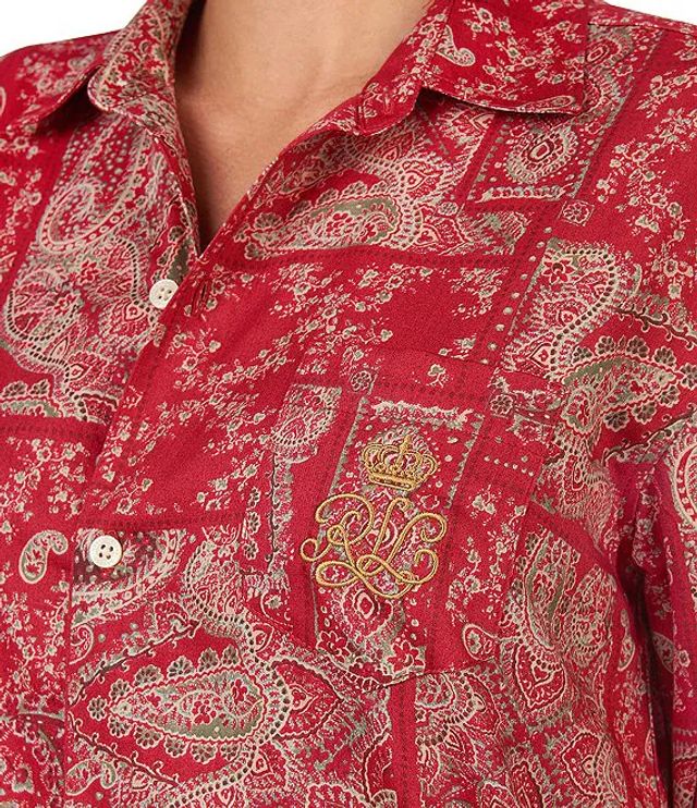 Lauren Ralph Lauren Paisley Printed Sateen Sleep Shirt | Brazos Mall