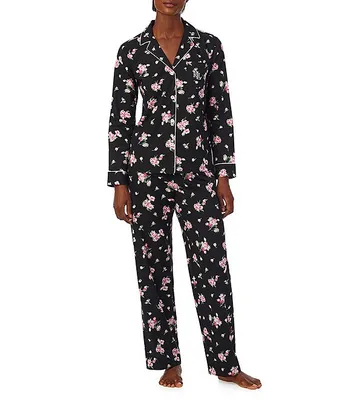 Lauren Ralph Petite Long Sleeve Notch Collar Pant Woven Floral Pajama Set