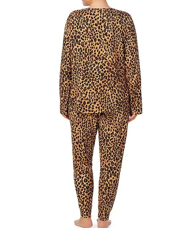 Lauren Ralph Lauren Plus Leopard Print Knit Henley Pajama Set | Pueblo Mall
