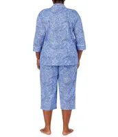Lauren Ralph Lauren Plus Paisley Print Jersey Knit Cropped Pajama Set