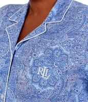Lauren Ralph Lauren Plus Paisley Print Jersey Knit Cropped Pajama Set