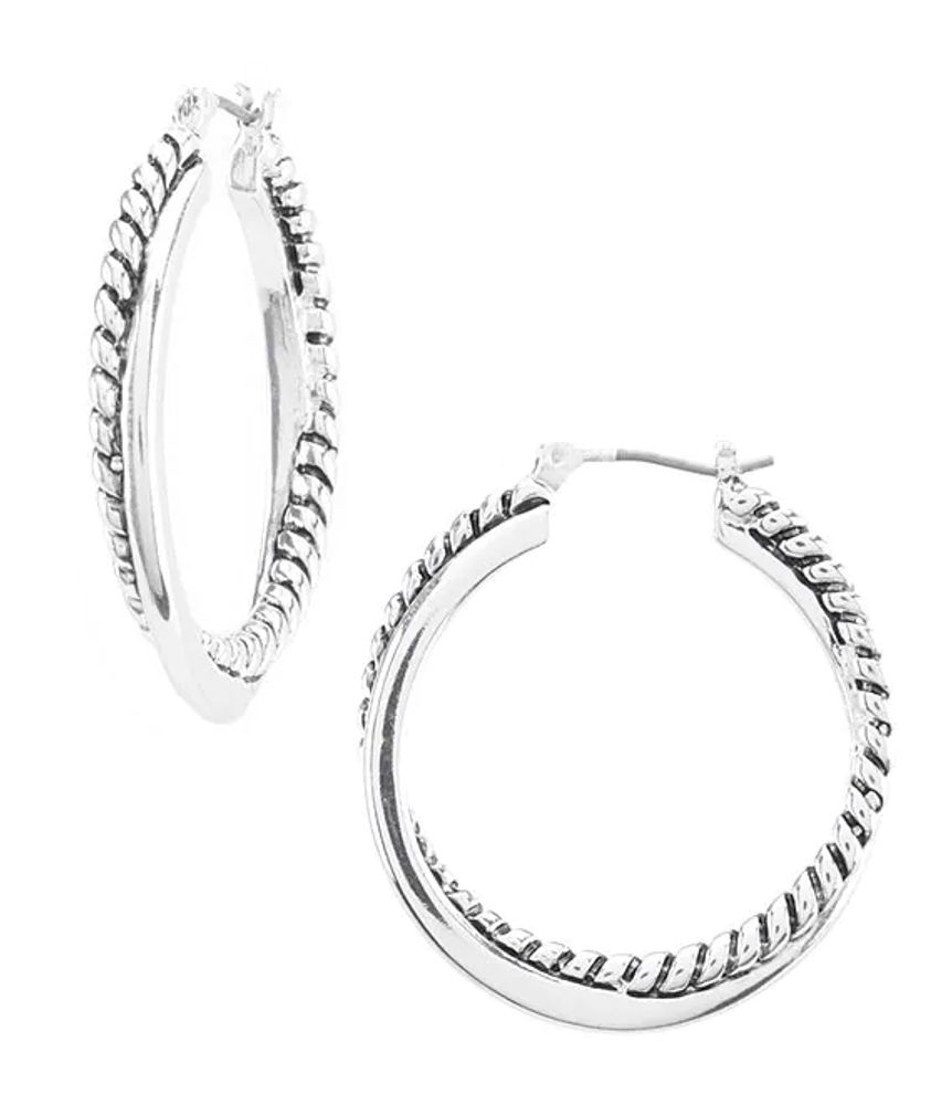 Lauren Ralph Lauren Silver Twisted Hoop Earrings | Alexandria Mall