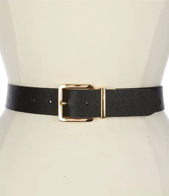 Lauren Ralph Lauren Square 1.25#double; Reversible Crosshatch Leather Belt