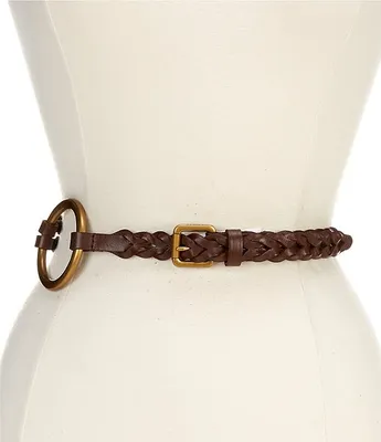 Lauren Ralph Tri-Strap O-Ring Braided Leather Belt
