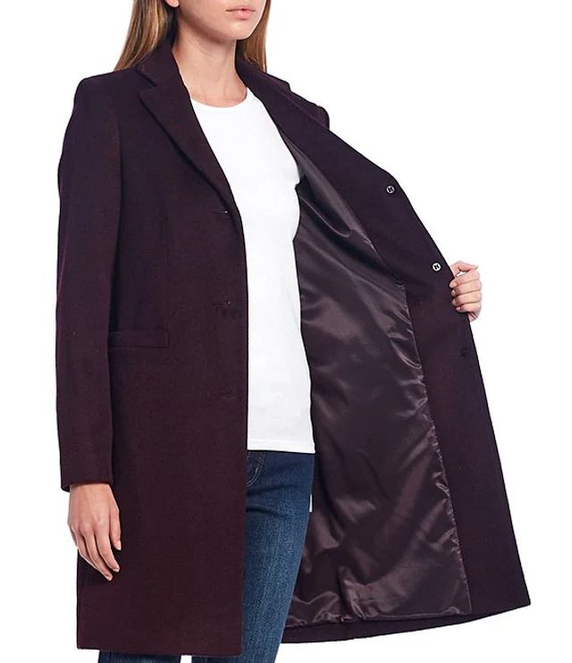 Lauren Ralph Lauren Wool Blend Notch Lapel Single Breasted Reefer Coat |  Brazos Mall