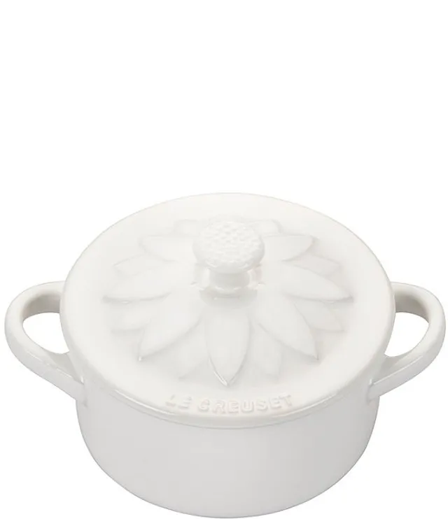 Le Creuset Mini Cocotte With Flower Lid in White