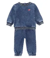 Levi's® Baby Boys 3-24 Months Long Sleeve French Terry Sweatshirt & Matching Jogger Pants Set