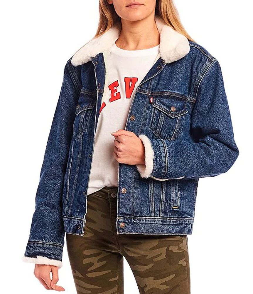 Levi's® Cozy Faux Fur Collar Ex-Boyfriend Trucker Denim Jacket | Alexandria  Mall