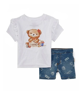 Levi's® Little Girls 2T-6X Short Sleeve Beach Teddy T-Shirt & Set