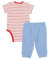 Little Me Baby Boys 3-12 Months Baseball Themed Short Sleeve #double;MVP#double; Striped Bodysuit & Solid Pant Set