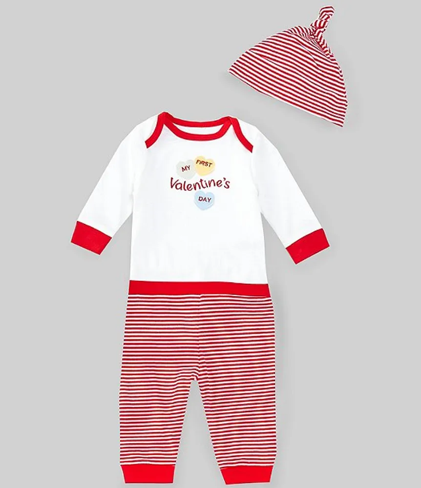 Little Me Baby Boys 3-12 Months First Valentine Long-Sleeve Bodysuit & Striped Pant Set