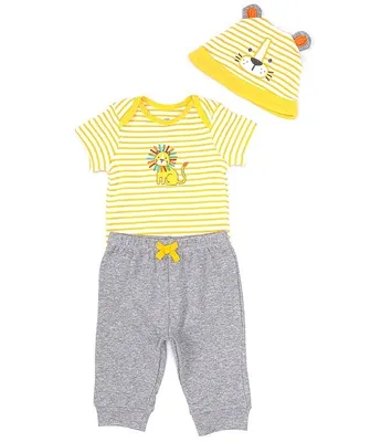 Little Me Baby Boys 3-12 Months Lion Striped Short Sleeve Bodysuit & Solid Pant Set