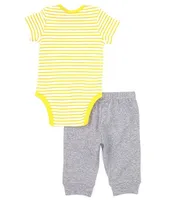 Little Me Baby Boys 3-12 Months Lion Striped Short Sleeve Bodysuit & Solid Pant Set