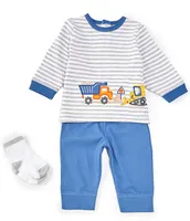 Little Me Baby Boys 3-12 Months Long Sleeve Striped T-Shirt & Solid Jogger Pant Set