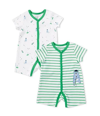 Little Me Baby Boys 3-12 Months Short Sleeve Golf-Themed Shortalls & Striped Golf Bear Two-Pack