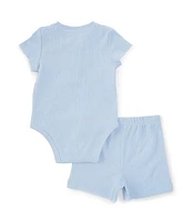 Little Me Baby Boys 3-12 Months Short-Sleeve Henley Bodysuit & Matching Shorts Set
