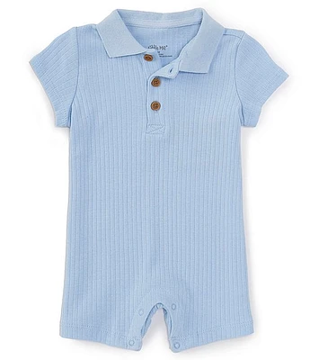 Little Me Baby Boys 3-12 Months Short Sleeve Rib-Knit Shortall