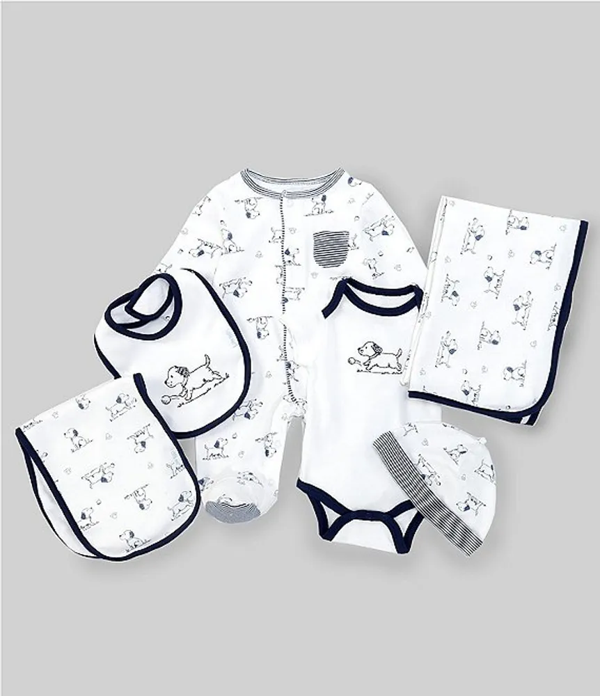 Little Me Baby Boys Newborn-6 Months Puppy Toile 6-Piece Gift Box Layette Set