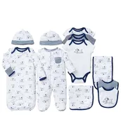 Little Me Baby Boys Preemie-9 Months Puppy Toile Printed Footed Coverall & Hat Set