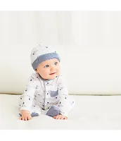 Little Me Baby Boys Preemie-9 Months Puppy Toile Printed Footed Coverall & Hat Set